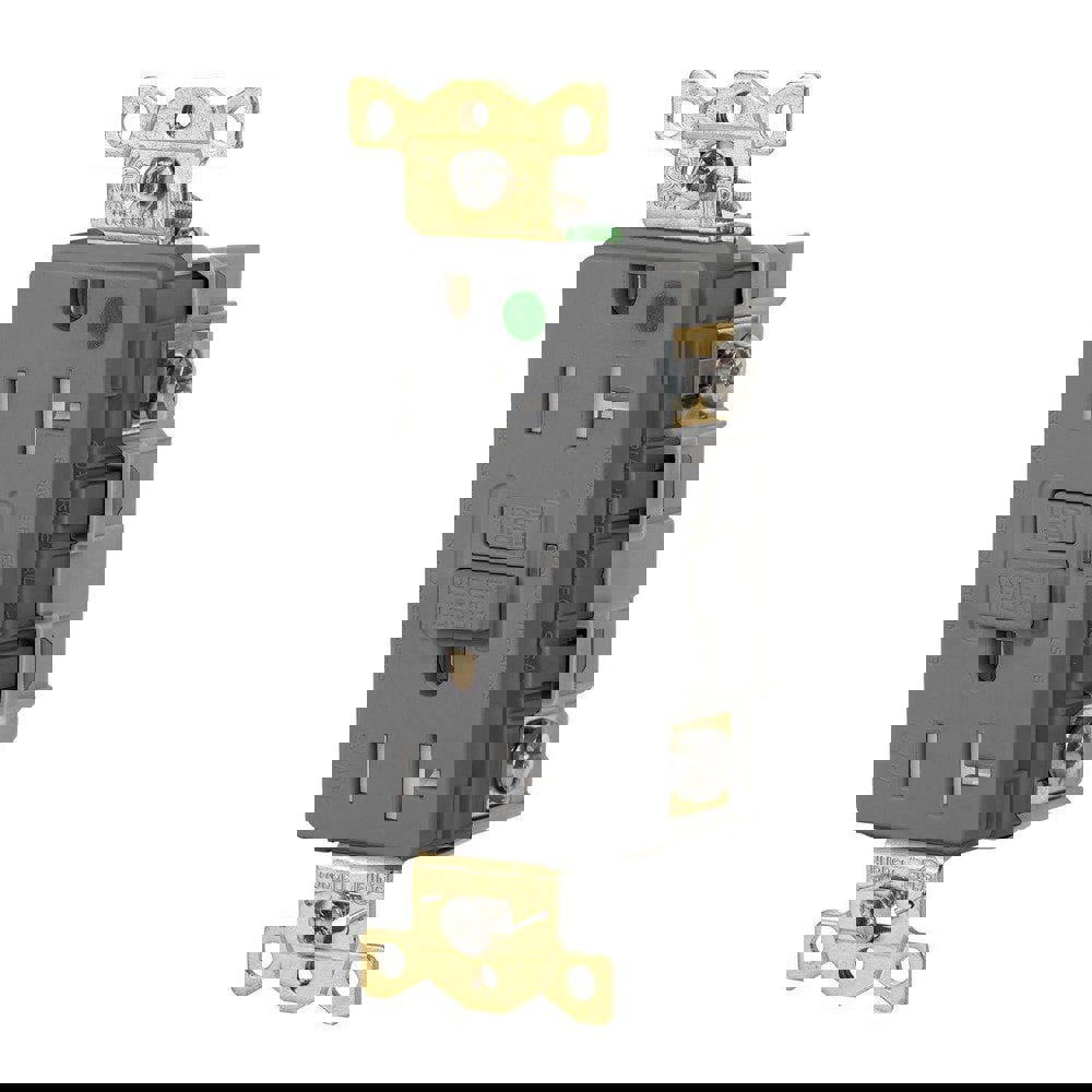 GFCI Receptacles; Grade: Commercial; Hospital ; Receptacle Type: Duplex ; NEMA Configuration: 5-20R ; Amperage: 20 ; Reset Type: Manual ; Wiring Method: Back; Side